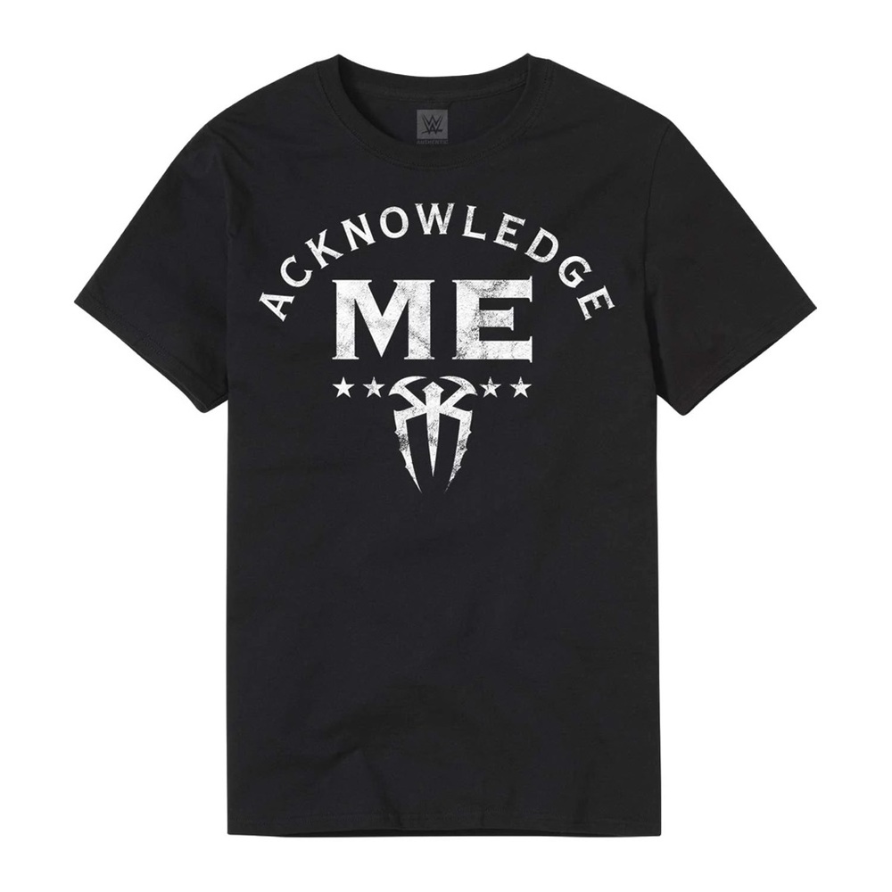 Men's Black Roman Reigns Acknowledge Me T-Shirt